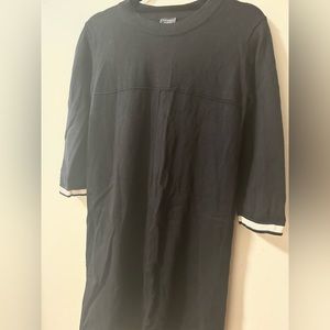 Vintage Chanel wool/cotton navy sheath sweater dress /w white accents